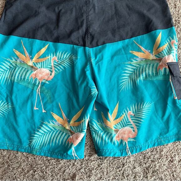 Ocean Current Gray / Blue Flamingo Swim Trunks Size 36 - Picture 10 of 10
